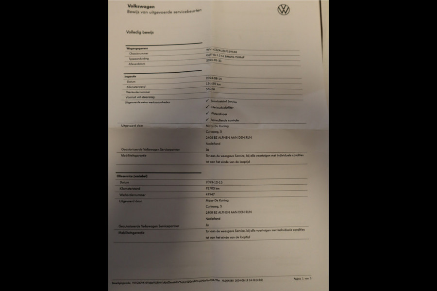 Volkswagen GOLF Variant 1.5 TSI Comfortline Business / Panoramadak