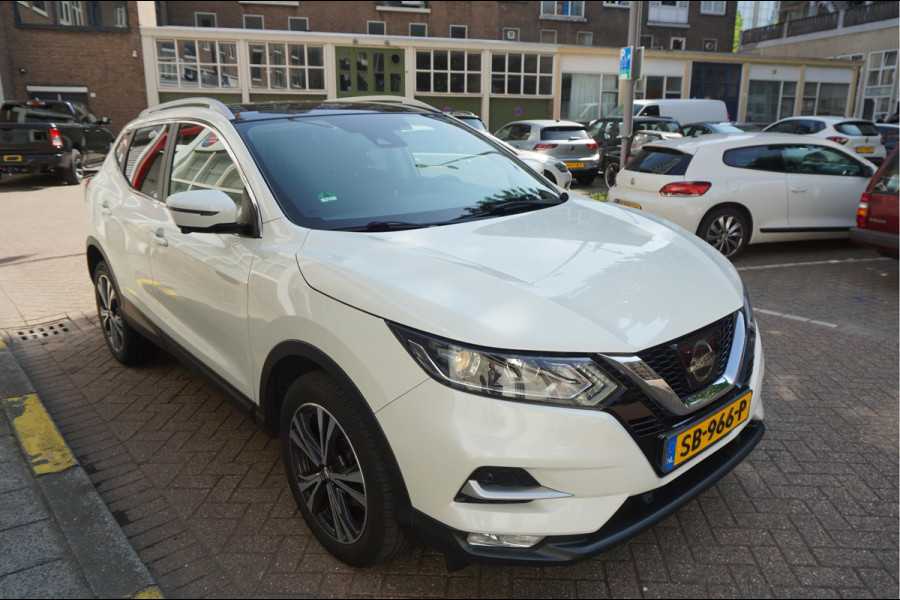 Nissan QASHQAI 1.2 N-Connecta NL AUTO | NAP | Panoramadak | 360 camera | Lane Departure | Premium Pearl White Parelmoer | Navi | Blue Tooth + DAB | Keyless