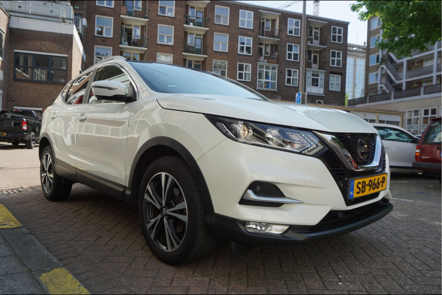 Nissan QASHQAI 1.2 N-Connecta NL AUTO | NAP | Panoramadak | 360 camera | Lane Departure | Premium Pearl White Parelmoer | Navi | Blue Tooth + DAB | Keyless
