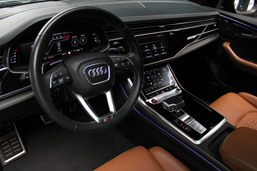 Audi RS Q8 4.0 TFSI B&O HUD Carbon ACC Panodak Leder Keyless Climate (4-zone) Elektr. bedienbaar achterklep Keyless Stoelventilatie Stoelverwarming Sportstoelen Plus Matrix LED LM velgen 23 inch BTW auto