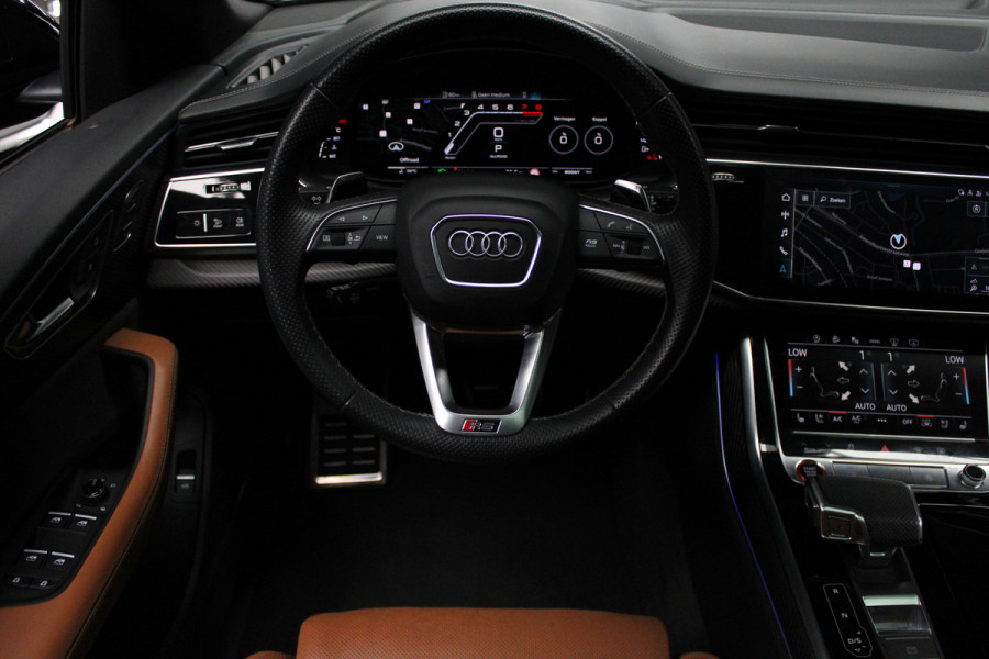 Audi RS Q8 4.0 TFSI B&O HUD Carbon ACC Panodak Leder Keyless Climate (4-zone) Elektr. bedienbaar achterklep Keyless Stoelventilatie Stoelverwarming Sportstoelen Plus Matrix LED LM velgen 23 inch BTW auto