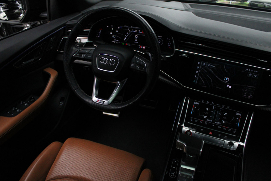 Audi RS Q8 4.0 TFSI B&O HUD Carbon ACC Panodak Leder Keyless Climate (4-zone) Elektr. bedienbaar achterklep Keyless Stoelventilatie Stoelverwarming Sportstoelen Plus Matrix LED LM velgen 23 inch BTW auto