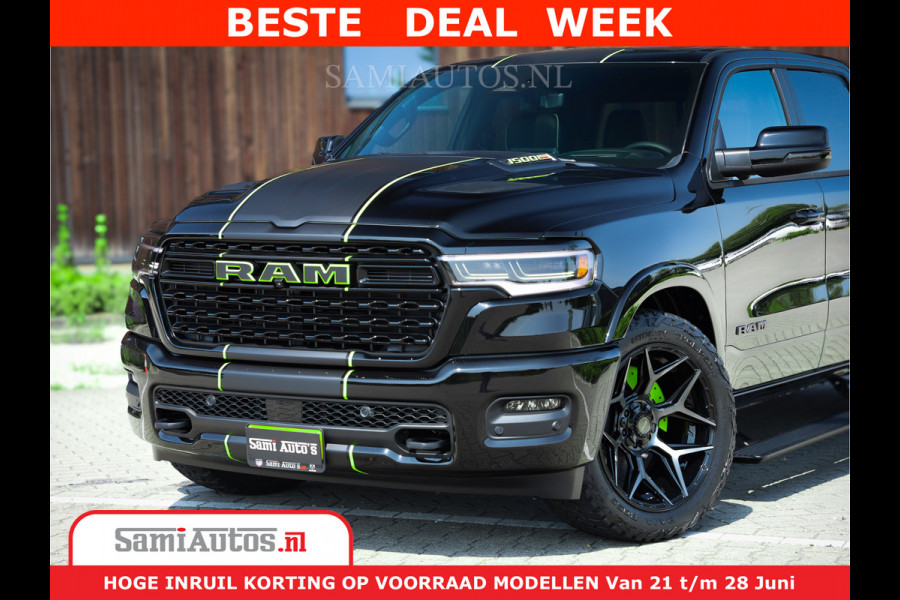 Dodge Ram 1500 Limited Night H.O 540HP 706Nm | Massage + Full Option | De Meest Luxe en Volle Pick-Up in zijn Klasse | Comfortabele Dubbele Cabine met Royale 5 Zitplaatsen | BPM vrij | Nu Leverbaar uit Voorraad | Voorraad Nr 2384 - 5408