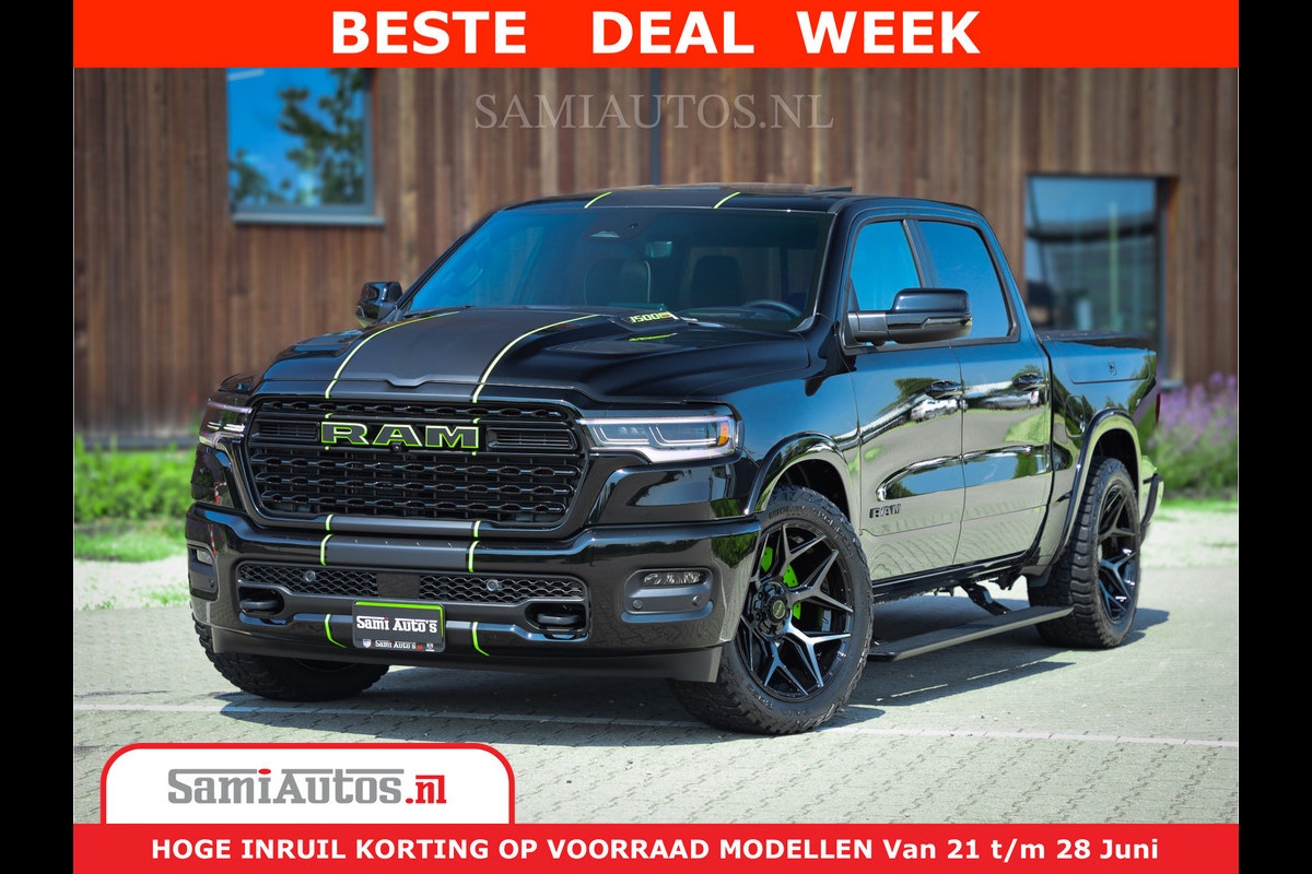 Dodge Ram 1500 Limited Night H.O 540HP 706Nm | Massage + Full Option | De Meest Luxe en Volle Pick-Up in zijn Klasse | Comfortabele Dubbele Cabine met Royale 5 Zitplaatsen | BPM vrij | Nu Leverbaar uit Voorraad | Voorraad Nr 2384 - 5408 Dodge Ram 1500 Limited Night H.O 540HP 706Nm | Massage + Full Option | De Meest Luxe en Volle Pick-Up in zijn Klasse | Comfortabele Dubbele Cabine met Royale 5 Zitplaatsen | BPM vrij | Nu Leverbaar uit Voorraad | Voorraad Nr 2384 - 5408