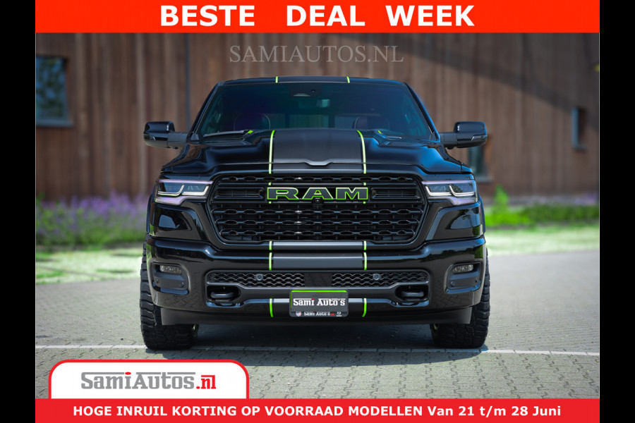 Dodge Ram 1500 Limited Night H.O 540HP 706Nm | Massage + Full Option | De Meest Luxe en Volle Pick-Up in zijn Klasse | Comfortabele Dubbele Cabine met Royale 5 Zitplaatsen | BPM vrij | Nu Leverbaar uit Voorraad | Voorraad Nr 2384 - 5408
