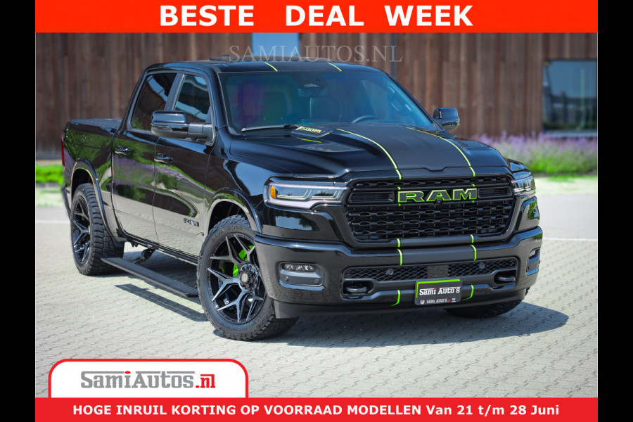 Dodge Ram 1500 Limited Night H.O 540HP 706Nm | Massage + Full Option | De Meest Luxe en Volle Pick-Up in zijn Klasse | Comfortabele Dubbele Cabine met Royale 5 Zitplaatsen | BPM vrij | Nu Leverbaar uit Voorraad | Voorraad Nr 2384 - 5408