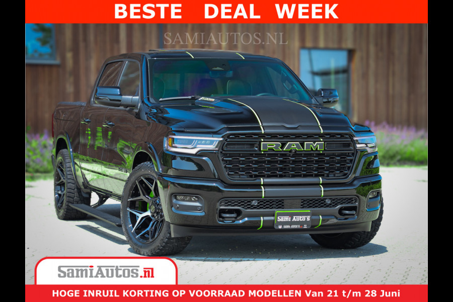 Dodge Ram 1500 Limited Night H.O 540HP 706Nm | Massage + Full Option | De Meest Luxe en Volle Pick-Up in zijn Klasse | Comfortabele Dubbele Cabine met Royale 5 Zitplaatsen | BPM vrij | Nu Leverbaar uit Voorraad | Voorraad Nr 2384 - 5408