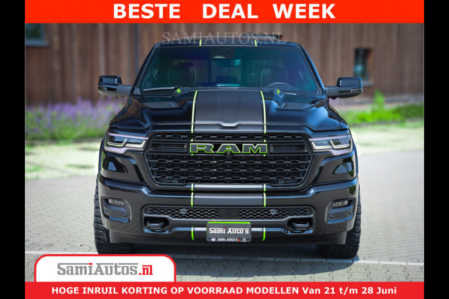 Dodge Ram 1500 Limited Night H.O 540HP 706Nm | Massage + Full Option | De Meest Luxe en Volle Pick-Up in zijn Klasse | Comfortabele Dubbele Cabine met Royale 5 Zitplaatsen | BPM vrij | Nu Leverbaar uit Voorraad | Voorraad Nr 2384 - 5408