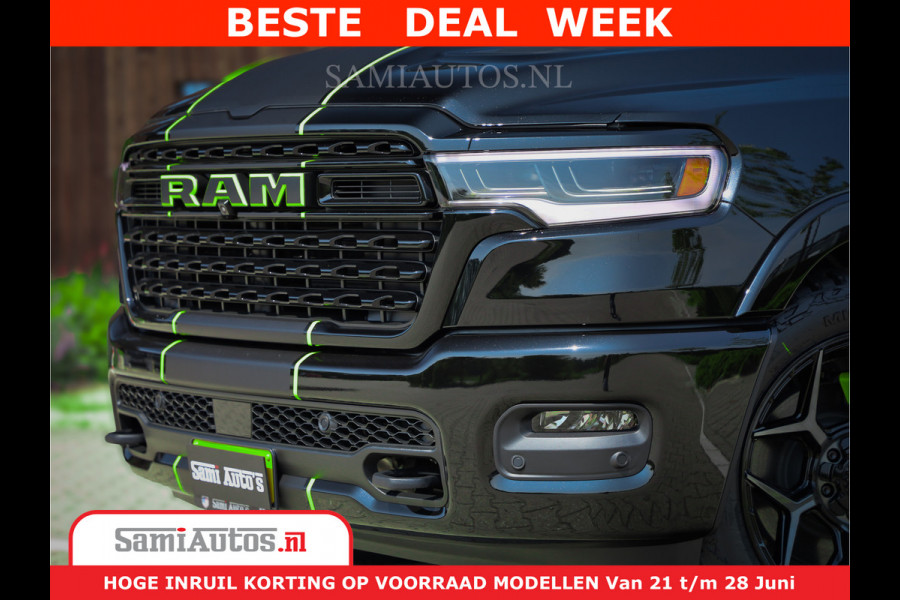 Dodge Ram 1500 Limited Night H.O 540HP 706Nm | Massage + Full Option | De Meest Luxe en Volle Pick-Up in zijn Klasse | Comfortabele Dubbele Cabine met Royale 5 Zitplaatsen | BPM vrij | Nu Leverbaar uit Voorraad | Voorraad Nr 2384 - 5408
