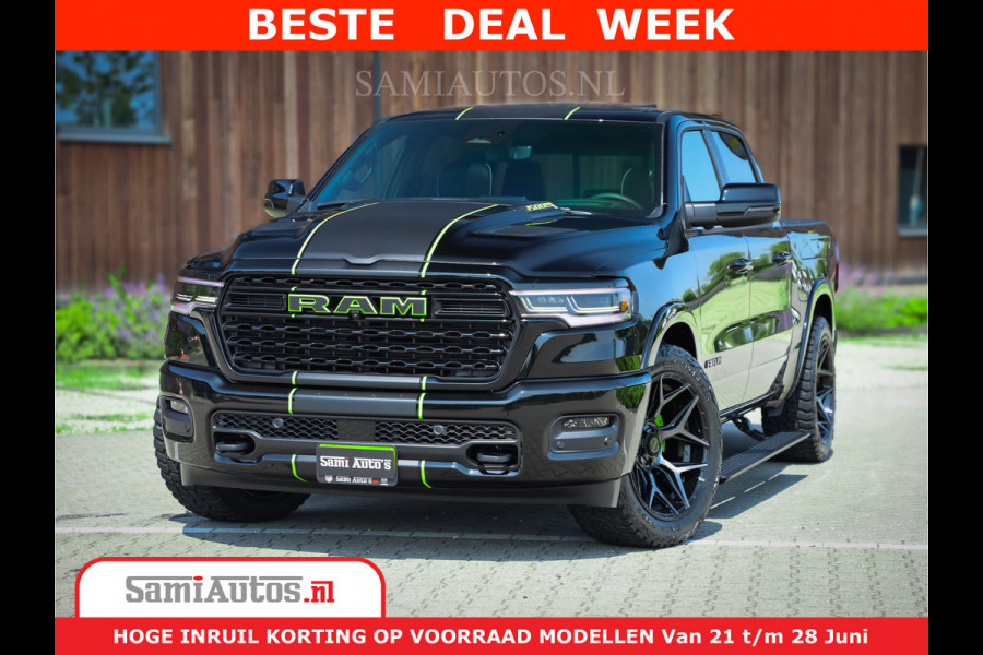 Dodge Ram 1500 Limited Night H.O 540HP 706Nm | Massage + Full Option | De Meest Luxe en Volle Pick-Up in zijn Klasse | Comfortabele Dubbele Cabine met Royale 5 Zitplaatsen | BPM vrij | Nu Leverbaar uit Voorraad | Voorraad Nr 2384 - 5408