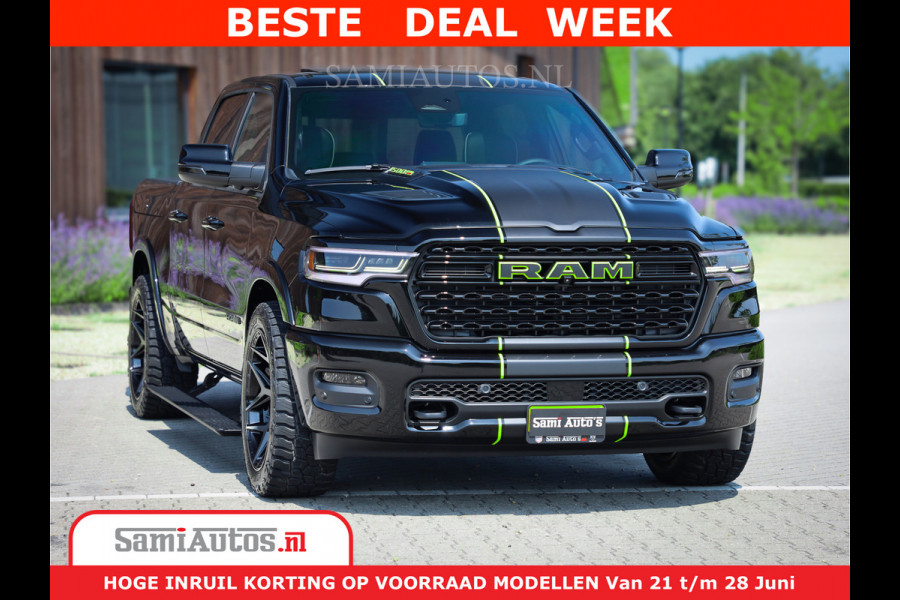 Dodge Ram 1500 Limited Night H.O 540HP 706Nm | Massage + Full Option | De Meest Luxe en Volle Pick-Up in zijn Klasse | Comfortabele Dubbele Cabine met Royale 5 Zitplaatsen | BPM vrij | Nu Leverbaar uit Voorraad | Voorraad Nr 2384 - 5408