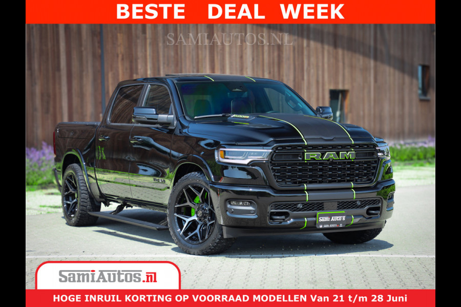 Dodge Ram 1500 Limited Night H.O 540HP 706Nm | Massage + Full Option | De Meest Luxe en Volle Pick-Up in zijn Klasse | Comfortabele Dubbele Cabine met Royale 5 Zitplaatsen | BPM vrij | Nu Leverbaar uit Voorraad | Voorraad Nr 2384 - 5408