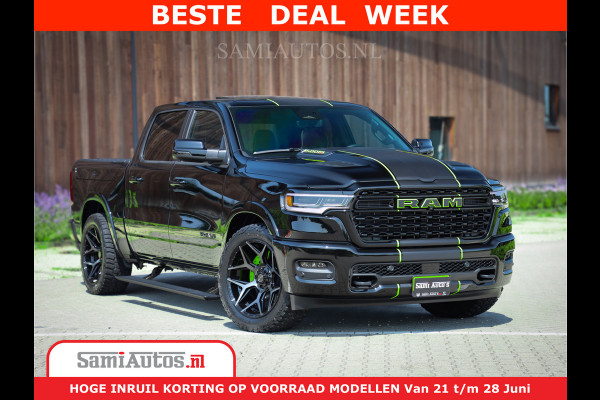 Dodge Ram 1500 Limited Night H.O 540HP 706Nm | Massage + Full Option | De Meest Luxe en Volle Pick-Up in zijn Klasse | Comfortabele Dubbele Cabine met Royale 5 Zitplaatsen | BPM vrij | Nu Leverbaar uit Voorraad | Voorraad Nr 2384 - 5408