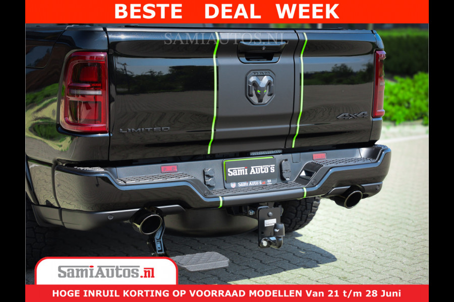 Dodge Ram 1500 Limited Night H.O 540HP 706Nm | Massage + Full Option | De Meest Luxe en Volle Pick-Up in zijn Klasse | Comfortabele Dubbele Cabine met Royale 5 Zitplaatsen | BPM vrij | Nu Leverbaar uit Voorraad | Voorraad Nr 2384 - 5408