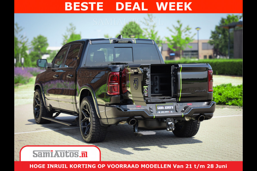 Dodge Ram 1500 Limited Night H.O 540HP 706Nm | Massage + Full Option | De Meest Luxe en Volle Pick-Up in zijn Klasse | Comfortabele Dubbele Cabine met Royale 5 Zitplaatsen | BPM vrij | Nu Leverbaar uit Voorraad | Voorraad Nr 2384 - 5408