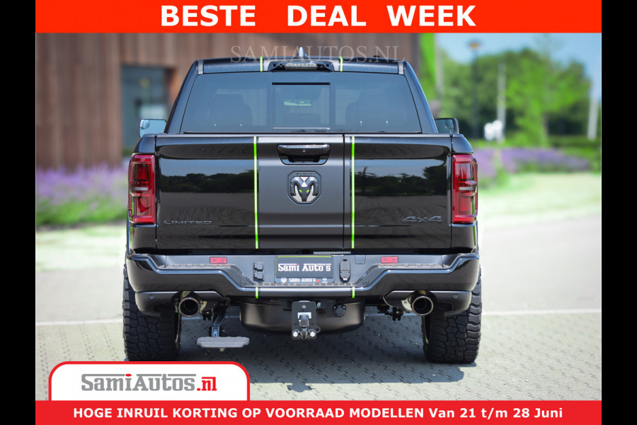 Dodge Ram 1500 Limited Night H.O 540HP 706Nm | Massage + Full Option | De Meest Luxe en Volle Pick-Up in zijn Klasse | Comfortabele Dubbele Cabine met Royale 5 Zitplaatsen | BPM vrij | Nu Leverbaar uit Voorraad | Voorraad Nr 2384 - 5408