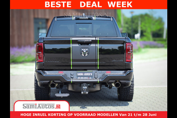 Dodge Ram 1500 Limited Night H.O 540HP 706Nm | Massage + Full Option | De Meest Luxe en Volle Pick-Up in zijn Klasse | Comfortabele Dubbele Cabine met Royale 5 Zitplaatsen | BPM vrij | Nu Leverbaar uit Voorraad | Voorraad Nr 2384 - 5408