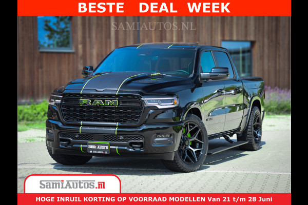 Dodge Ram 1500 Limited Night H.O 540HP 706Nm | Massage + Full Option | De Meest Luxe en Volle Pick-Up in zijn Klasse | Comfortabele Dubbele Cabine met Royale 5 Zitplaatsen | BPM vrij | Nu Leverbaar uit Voorraad | Voorraad Nr 2384 - 5408
