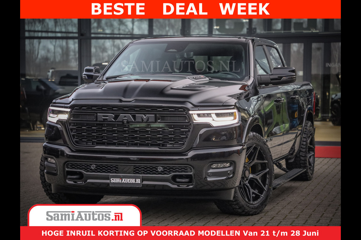 Dodge Ram 1500 Limited Night High Output 540HP 706Nm | Massage + Full Option | De Meest Luxe en Volle Pick-Up in zijn Klasse | Comfortabele Dubbele Cabine met Royale 5 Zitplaatsen | BPM vrij | Nu Leverbaar uit Voorraad | Voorraad Nr 2326 - 5169 Dodge Ram 1500 Limited Night High Output 540HP 706Nm | Massage + Full Option | De Meest Luxe en Volle Pick-Up in zijn Klasse | Comfortabele Dubbele Cabine met Royale 5 Zitplaatsen | BPM vrij | Nu Leverbaar uit Voorraad | Voorraad Nr 2326 - 5169