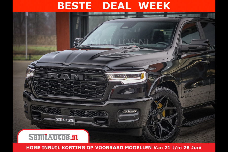 Dodge Ram 1500 Limited Night High Output 540HP 706Nm | Massage + Full Option | De Meest Luxe en Volle Pick-Up in zijn Klasse | Comfortabele Dubbele Cabine met Royale 5 Zitplaatsen | BPM vrij | Nu Leverbaar uit Voorraad | Voorraad Nr 2304 - 8540