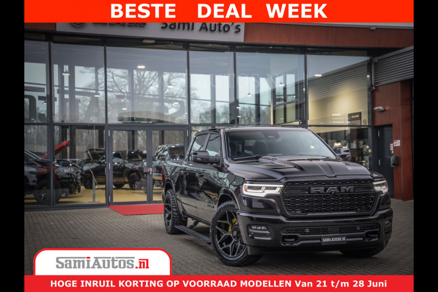Dodge Ram 1500 Limited Night High Output 540HP 706Nm | Massage + Full Option | De Meest Luxe en Volle Pick-Up in zijn Klasse | Comfortabele Dubbele Cabine met Royale 5 Zitplaatsen | BPM vrij | Nu Leverbaar uit Voorraad | Voorraad Nr 2304 - 8540