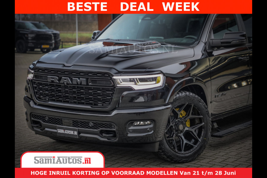 Dodge Ram 1500 Limited Night High Output 540HP 706Nm | Massage + Full Option | De Meest Luxe en Volle Pick-Up in zijn Klasse | Comfortabele Dubbele Cabine met Royale 5 Zitplaatsen | BPM vrij | Nu Leverbaar uit Voorraad | Voorraad Nr 2304 - 8540