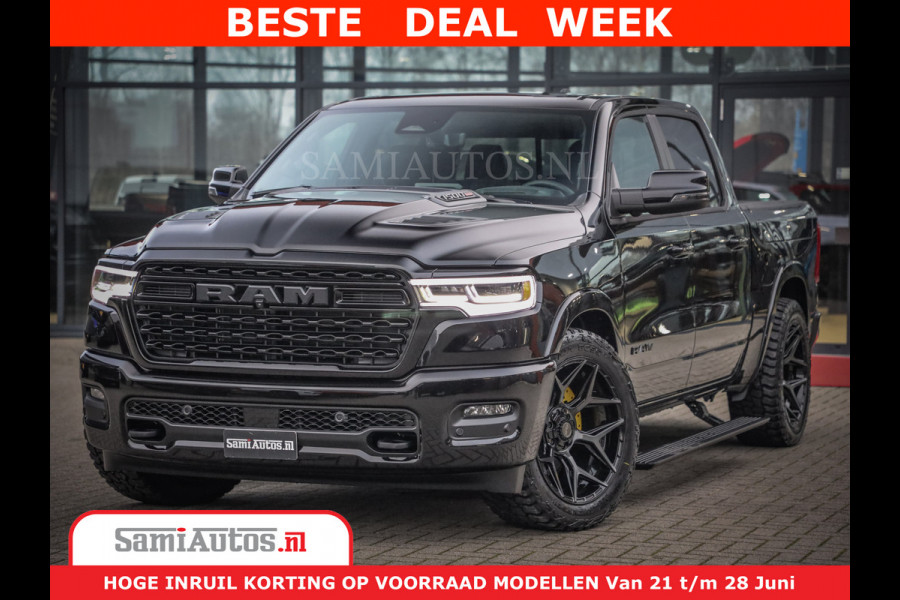 Dodge Ram 1500 Limited Night High Output 540HP 706Nm | Massage + Full Option | De Meest Luxe en Volle Pick-Up in zijn Klasse | Comfortabele Dubbele Cabine met Royale 5 Zitplaatsen | BPM vrij | Nu Leverbaar uit Voorraad | Voorraad Nr 2304 - 8540