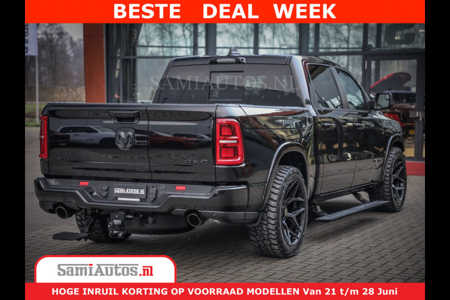 Dodge Ram 1500 Limited Night High Output 540HP 706Nm | Massage + Full Option | De Meest Luxe en Volle Pick-Up in zijn Klasse | Comfortabele Dubbele Cabine met Royale 5 Zitplaatsen | BPM vrij | Nu Leverbaar uit Voorraad | Voorraad Nr 2304 - 8540