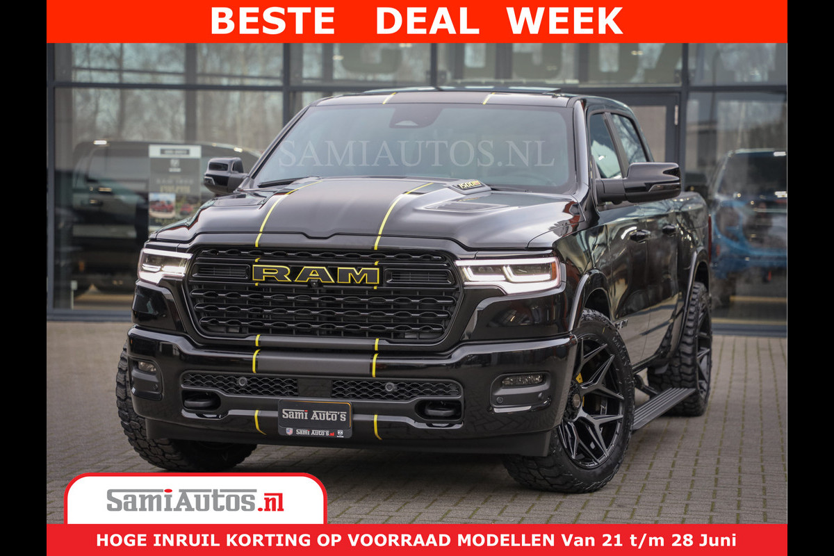 Dodge Ram 1500 Limited Night High Output 540HP 706Nm | All-in Prijs | Massage + Full Option | De Meest Luxe en Volle Pick-Up in zijn Klass Comfortabele Dubbele Cabine met Royale 5 Zitplaatsen | BPM vrij | Nu Leverbaar uit Voorraad | Voorraad Nr 2353 - 5412 Dodge Ram 1500 Limited Night High Output 540HP 706Nm | All-in Prijs | Massage + Full Option | De Meest Luxe en Volle Pick-Up in zijn Klass Comfortabele Dubbele Cabine met Royale 5 Zitplaatsen | BPM vrij | Nu Leverbaar uit Voorraad | Voorraad Nr 2353 - 5412
