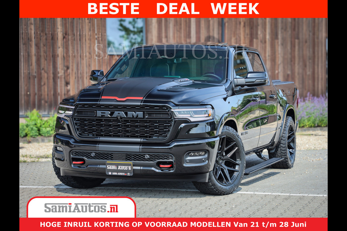 Dodge Ram 1500 Limited Night High Output 540HP 706Nm | Massage + Full Option | De Meest Luxe en Volle Pick-Up in zijn Klasse | Comfortabele Dubbele Cabine met Royale 5 Zitplaatsen | BPM vrij | Nu Leverbaar uit Voorraad | Voorraad Nr 2357 - 5182 Dodge Ram 1500 Limited Night High Output 540HP 706Nm | Massage + Full Option | De Meest Luxe en Volle Pick-Up in zijn Klasse | Comfortabele Dubbele Cabine met Royale 5 Zitplaatsen | BPM vrij | Nu Leverbaar uit Voorraad | Voorraad Nr 2357 - 5182