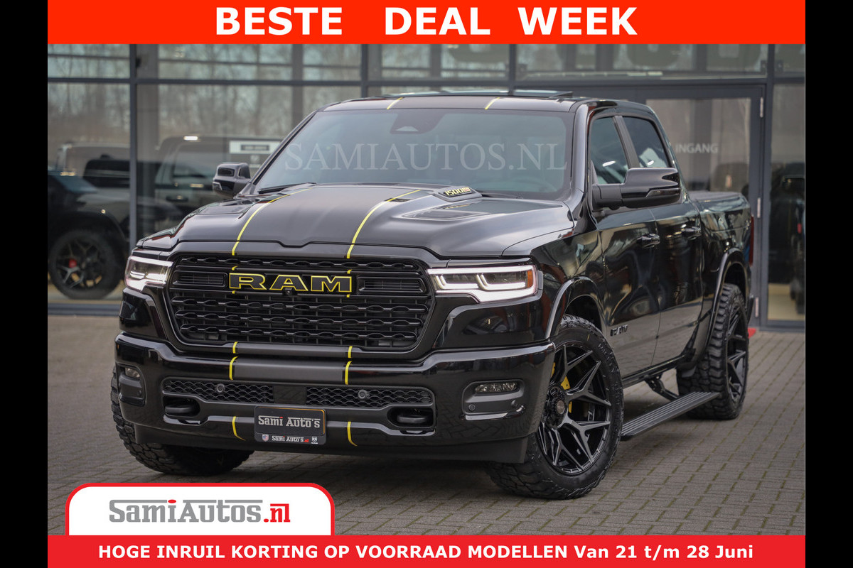 Dodge Ram 1500 Limited Night High Output 540HP 706Nm | Massage + Full Option | De Meest Luxe en Volle Pick-Up in zijn Klasse | Comfortabele Dubbele Cabine met Royale 5 Zitplaatsen | BPM vrij | Nu Leverbaar uit Voorraad | Voorraad Nr 2318 - 5415