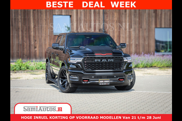 Dodge Ram 1500 Limited Night High Output 540HP 706Nm | Massage + Full Option | De Meest Luxe en Volle Pick-Up in zijn Klasse | Comfortabele Dubbele Cabine met Royale 5 Zitplaatsen | BPM vrij | Nu Leverbaar uit Voorraad | Voorraad Nr 2354 - 3380