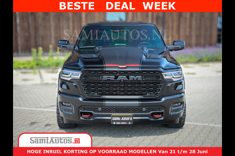 Dodge Ram 1500 Limited Night High Output 540HP 706Nm | Massage + Full Option | De Meest Luxe en Volle Pick-Up in zijn Klasse | Comfortabele Dubbele Cabine met Royale 5 Zitplaatsen | BPM vrij | Nu Leverbaar uit Voorraad | Voorraad Nr 2354 - 3380