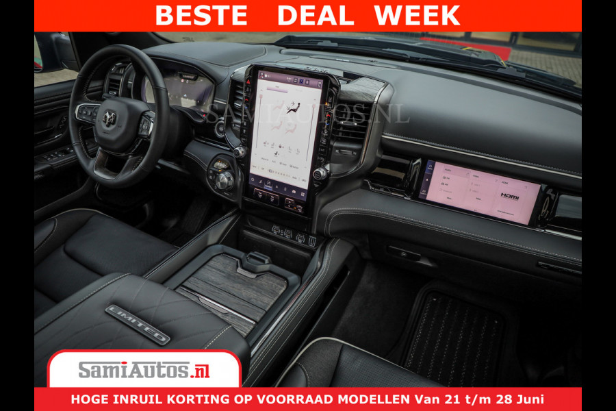 Dodge Ram 1500 Limited Night High Output 540HP 706Nm | Massage + Full Option | De Meest Luxe en Volle Pick-Up in zijn Klasse | Comfortabele Dubbele Cabine met Royale 5 Zitplaatsen | BPM vrij | Nu Leverbaar uit Voorraad | Voorraad Nr 2354 - 3380