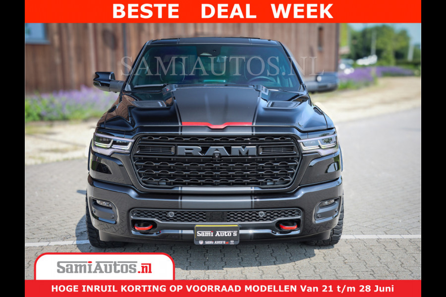 Dodge Ram 1500 Limited Night High Output 540HP 706Nm | Massage + Full Option | De Meest Luxe en Volle Pick-Up in zijn Klasse | Comfortabele Dubbele Cabine met Royale 5 Zitplaatsen | BPM vrij | Nu Leverbaar uit Voorraad | Voorraad Nr 2354 - 3380
