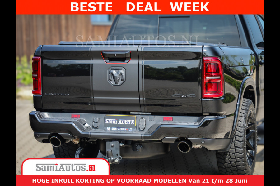 Dodge Ram 1500 Limited Night High Output 540HP 706Nm | Massage + Full Option | De Meest Luxe en Volle Pick-Up in zijn Klasse | Comfortabele Dubbele Cabine met Royale 5 Zitplaatsen | BPM vrij | Nu Leverbaar uit Voorraad | Voorraad Nr 2354 - 3380