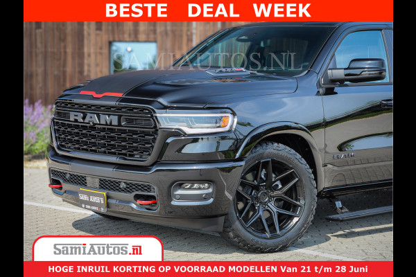Dodge Ram 1500 Limited Night High Output 540HP 706Nm | Massage + Full Option | De Meest Luxe en Volle Pick-Up in zijn Klasse | Comfortabele Dubbele Cabine met Royale 5 Zitplaatsen | BPM vrij | Nu Leverbaar uit Voorraad | Voorraad Nr 2354 - 3380