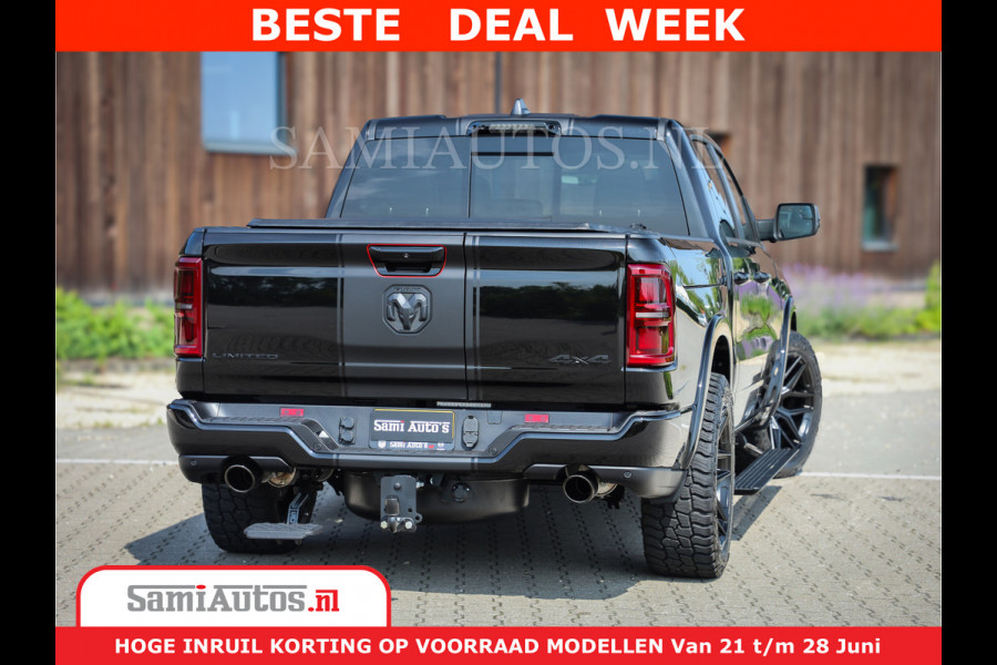 Dodge Ram 1500 Limited Night High Output 540HP 706Nm | Massage + Full Option | De Meest Luxe en Volle Pick-Up in zijn Klasse | Comfortabele Dubbele Cabine met Royale 5 Zitplaatsen | BPM vrij | Nu Leverbaar uit Voorraad | Voorraad Nr 2354 - 3380