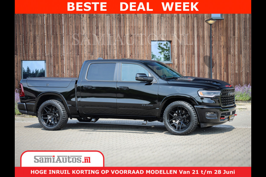 Dodge Ram 1500 Limited Night High Output 540HP 706Nm | Massage + Full Option | De Meest Luxe en Volle Pick-Up in zijn Klasse | Comfortabele Dubbele Cabine met Royale 5 Zitplaatsen | BPM vrij | Nu Leverbaar uit Voorraad | Voorraad Nr 2354 - 3380