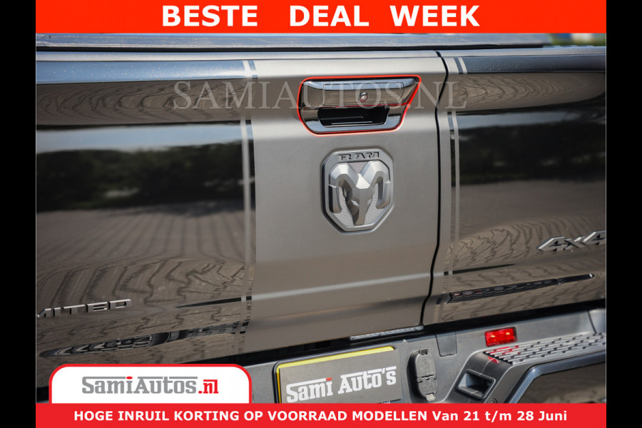 Dodge Ram 1500 Limited Night High Output 540HP 706Nm | Massage + Full Option | De Meest Luxe en Volle Pick-Up in zijn Klasse | Comfortabele Dubbele Cabine met Royale 5 Zitplaatsen | BPM vrij | Nu Leverbaar uit Voorraad | Voorraad Nr 2354 - 3380