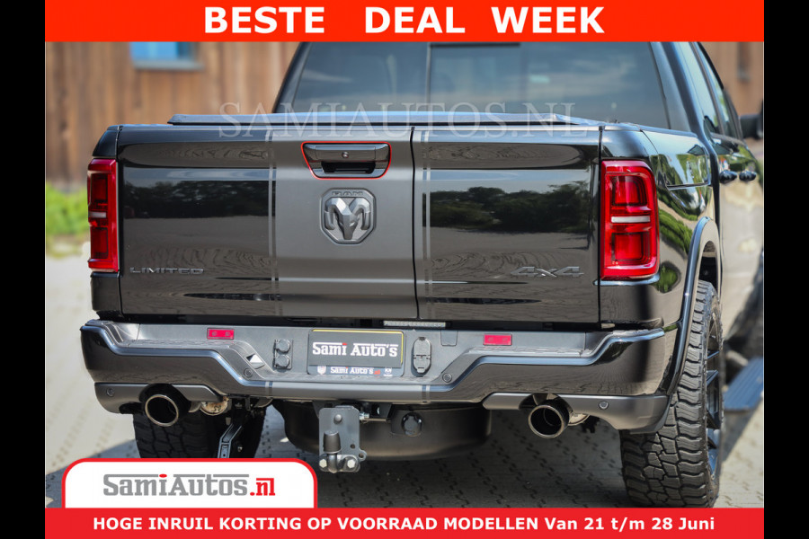 Dodge Ram 1500 Limited Night High Output 540HP 706Nm | Massage + Full Option | De Meest Luxe en Volle Pick-Up in zijn Klasse | Comfortabele Dubbele Cabine met Royale 5 Zitplaatsen | BPM vrij | Nu Leverbaar uit Voorraad | Voorraad Nr 2354 - 3380