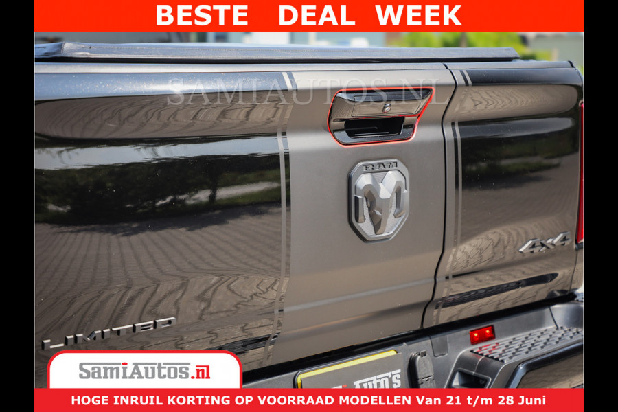 Dodge Ram 1500 Limited Night High Output 540HP 706Nm | Massage + Full Option | De Meest Luxe en Volle Pick-Up in zijn Klasse | Comfortabele Dubbele Cabine met Royale 5 Zitplaatsen | BPM vrij | Nu Leverbaar uit Voorraad | Voorraad Nr 2354 - 3380