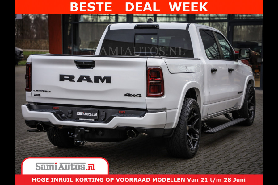 Dodge Ram 1500 1500 Limited Night High Output 540HP 706Nm | Massage + Full Option | De Meest Luxe en Volle Pick-Up in zijn Klasse | Comfortabele Dubbele Cabine met Royale 5 Zitplaatsen | BPM vrij | Nu Leverbaar uit Voorraad | Voorraad Nr 2351 - 7478