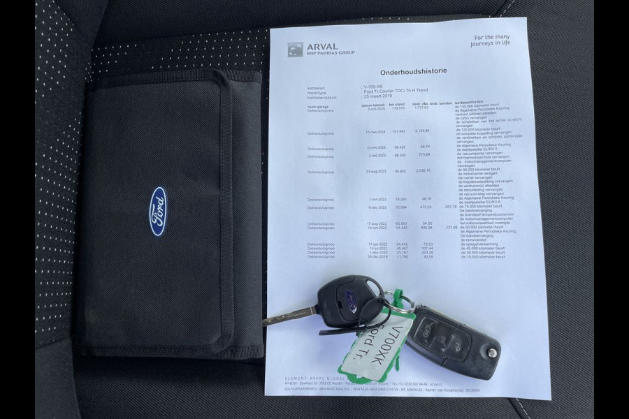 Ford Transit Courier 1.5 TDCI E6 Trend BPM Vrij! Lease €142 p/m, Airco, Navi, PDC, Schuifdeur, Volledig onderhoudshistorie aanwezig