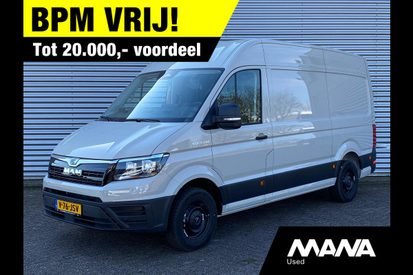 MAN TGE 35 2.0 3.140 140PK Automaat Ascot Gray Airco Cruise Navi Car-Plat Trekhaak Sensoren Camera Multifunctioneel stuurwiel Lane-assis