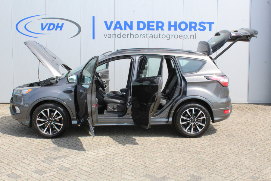 Ford Kuga 1.5-120pk EcoBoost ST Line. Erg mooie en luxe Kuga ST-Line. Trekgewicht 1.800kg ! Volautm. airco, elektr. panoramadak, elektr. achterklep, navigatie, telefoonvoorb., Apple carplay/Android auto., trekhaak, leer/alcantara bekleding, lane assist, cruise cntrl, camera etc etc.