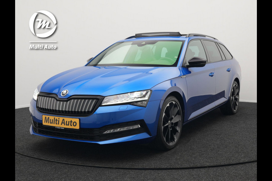Škoda Superb Combi 1.4 TSI iV Sportline Business Plug In Hybrid 218pk PHEV | Panodak | Trekhaak af Fabriek | Alcantara Sportstoelen Memory | Adaptive Cruise | Crystal LED | Sfeerverlichting | Virtual | Navigatie | Apple Carplay | Stoelverwarming | DAB |