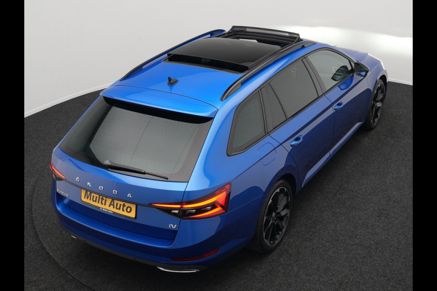 Škoda Superb Combi 1.4 TSI iV Sportline Business Plug In Hybrid 218pk PHEV | Panodak | Trekhaak af Fabriek | Alcantara Sportstoelen Memory | Adaptive Cruise | Crystal LED | Sfeerverlichting | Virtual | Navigatie | Apple Carplay | Stoelverwarming | DAB |
