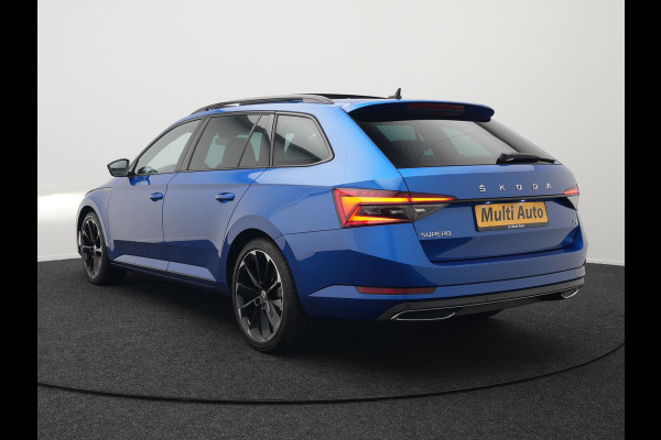 Škoda Superb Combi 1.4 TSI iV Sportline Business Plug In Hybrid 218pk PHEV | Panodak | Trekhaak af Fabriek | Alcantara Sportstoelen Memory | Adaptive Cruise | Crystal LED | Sfeerverlichting | Virtual | Navigatie | Apple Carplay | Stoelverwarming | DAB |