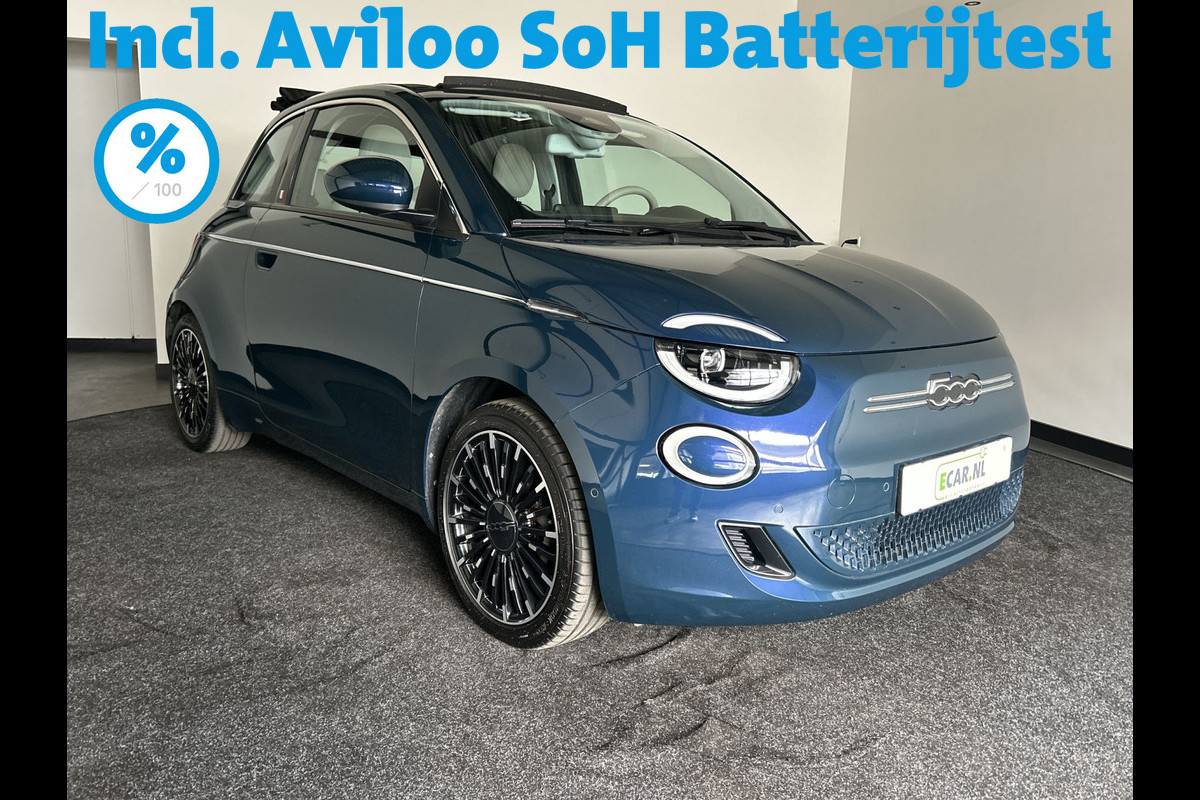 Fiat 500C La Prima 42 kWh | Lederen bekleding | Parkeercamera | Stoelverwarming | Soh (batterijcheck) 91,1 % Fiat 500C La Prima 42 kWh | Lederen bekleding | Parkeercamera | Stoelverwarming | Soh (batterijcheck) 91,1 %